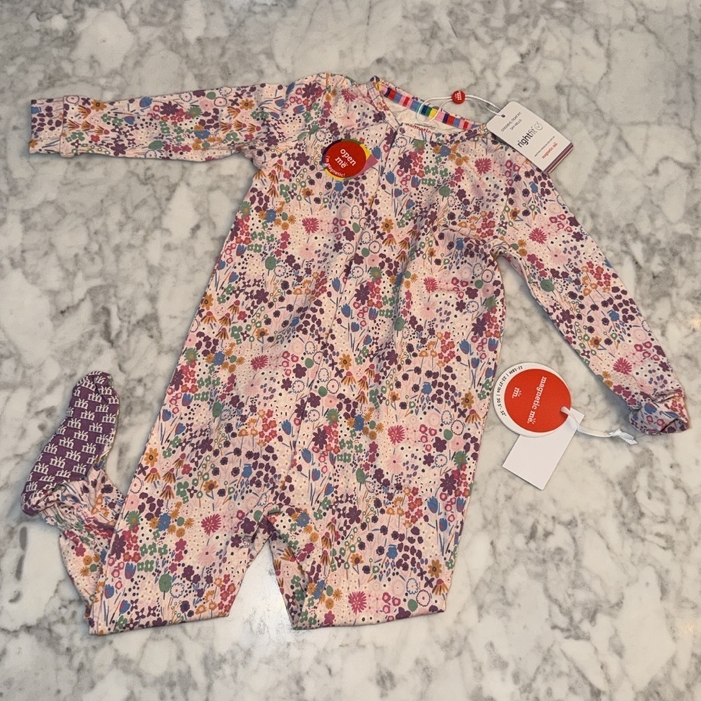 Magnetic Me Pink Floral Print Footie One-Piece